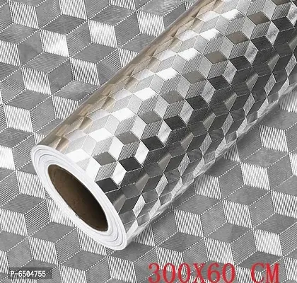 Designer Oil Proof Self-Adhesive Anti-Mold and Heat Resistant Backsplash Aluminum Foil Stickers Wallpaper-thumb0