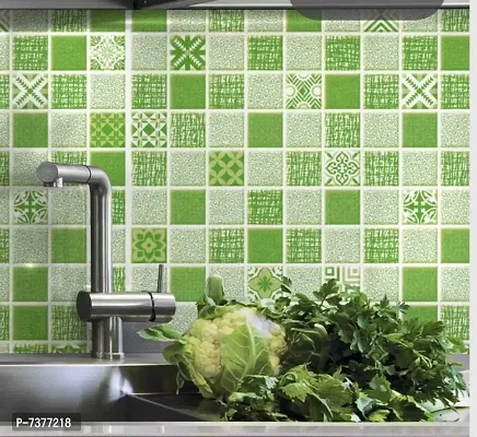 Green Mosaic Wallpaper Sticker for Kitchen Decorati(13 sq ft)