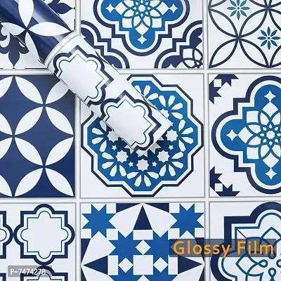 Blue Floral wallpaper sticker for kitchen bedroom furniture decorati(13 sq ft)-thumb0