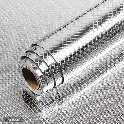 Silver check design wallpaper sticker for furniture decorati(13 sq ft)-thumb0