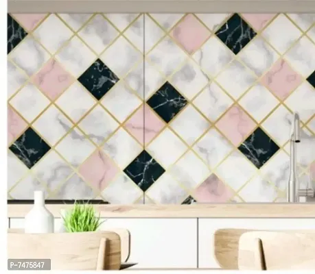 Pink and black design check wallpaper sticker for furniture decorati(13 sq ft)