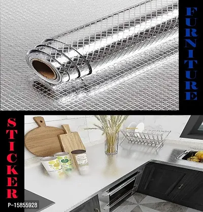 Kitchen Backsplash Wallpaper Peel and Stick Aluminum Foil Contact Paper Self Adhesive Oil-Proof Heat Resistant Wall Sticker for Countertop Drawer Liner Shelf Liner POF:2-thumb0