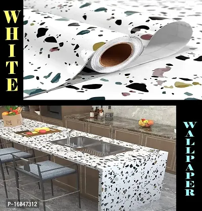 Kitchen cabinets Marble Wallpaper Oil Proof Waterproof Floor Tiles Stickers Waterproof Wall Paper for Home and Kitchen Decor Pack Of :2-thumb3