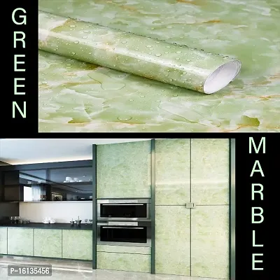 Kitchen cabinets Marble Wallpaper Oil Proof Waterproof Floor Tiles Stickers Waterproof Wall Paper for Home and Kitchen Decor Pack Of :2-thumb0