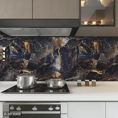 Kitchen cabinets Marble Wallpaper Oil Proof Waterproof Floor Tiles Stickers Waterproof Wall Paper for Home and Kitchen Decor Pack Of :2-thumb3