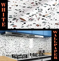 Kitchen cabinets Marble Wallpaper Oil Proof Waterproof Floor Tiles Stickers Waterproof Wall Paper for Home and Kitchen Decor Pack Of :2-thumb1