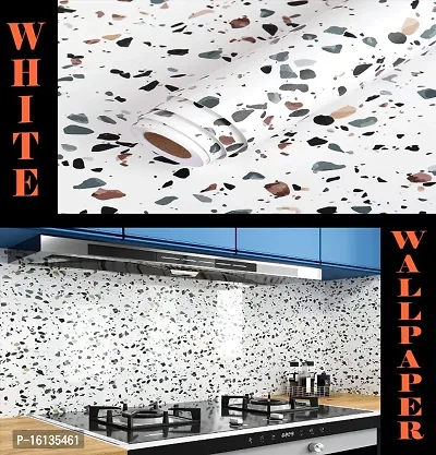 Kitchen cabinets Marble Wallpaper Oil Proof Waterproof Floor Tiles Stickers Waterproof Wall Paper for Home and Kitchen Decor Pack Of :2-thumb2