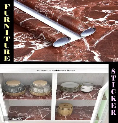 Kitchen cabinets Marble Wallpaper Oil Proof Waterproof Floor Tiles Stickers Waterproof Wall Paper for Home and Kitchen Decor Pack Of :2-thumb0