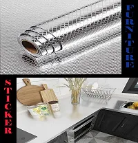 Kitchen Backsplash Wallpaper Peel and Stick Aluminum Foil Contact Paper Self Adhesive Oil-Proof Heat Resistant Wall Sticker for Countertop Drawer Liner Shelf Liner POF:2-thumb2