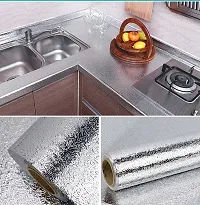 Kitchen Oil Proof Aluminum Foil Stickers, Self-Adhesive Wall Sticker Waterproof Anti-Mold and Heat Resistant, Kitchen Backsplash Wallpaper Silver-Pack Of 3-thumb2