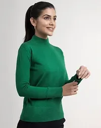 Women Turtle Neck Full Sleeve Sweater_Green-thumb1