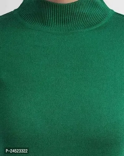 Women Turtle Neck Full Sleeve Sweater_Green-thumb3