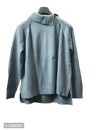 Trendy Solid Cotton Blend Pullover Sweatshirt for Women