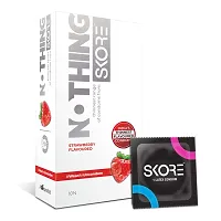 Skore Nothing Thinnest Pleasure Condoms | Flavored Chocolate  Strawberry | With Disposal Pouches| Pack of 2 | 10's each-thumb2