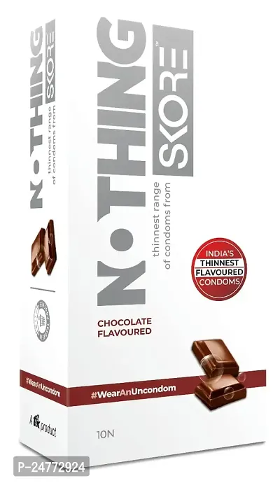 Skore Nothing Thinnest Condoms | Chocolate Flavored With Disposal Pouches | Pack of 1 | 10's each-thumb0