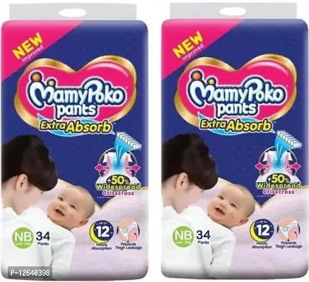 Mamy Poko Pants Extra Absorb Newborn Baby Diaper Size-NB-34 (Count of 34) (Pack of 2)-thumb0