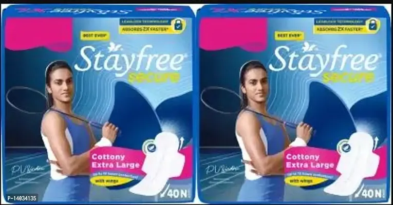 STAYFREE Secure XL Cottony Cover Sanitary Pad (Pack of 80) Combo pack (Pack of 2)-thumb0