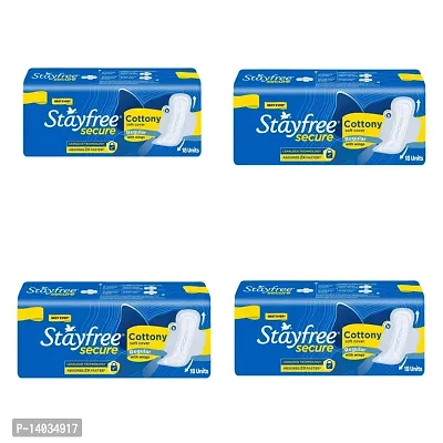 STAYFREE Secure Cottony Soft Regular Sanitary Pad 18s X 4 (72 Pads) (Pack of 4)