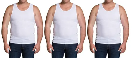 Pack Of 3 Men's Solid Cotton Basic Vest