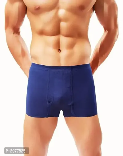 Blue Cotton Solid Trunk For Men's-thumb0