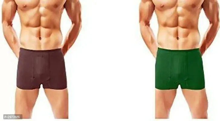 Buy One Get One Free Men's Multicoloured Cotton Solid Trunks-thumb0