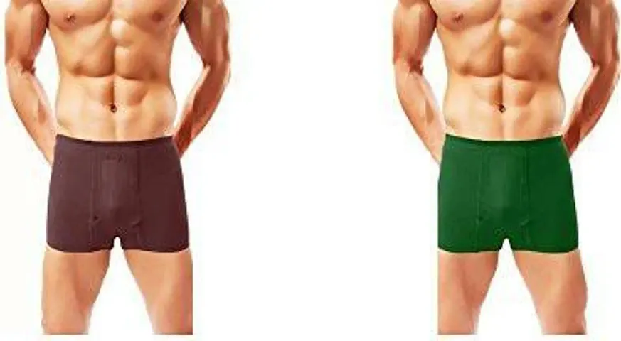 Buy One Get One Free Men's Multicoloured Cotton Solid Trunks
