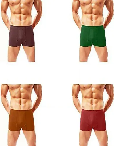 Pack Of 4 Men's Multicoloured Cotton Solid Trunk