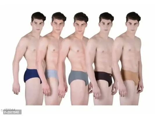 Multicoloured Cotton Solid Brief For Men's - Pack Of 5