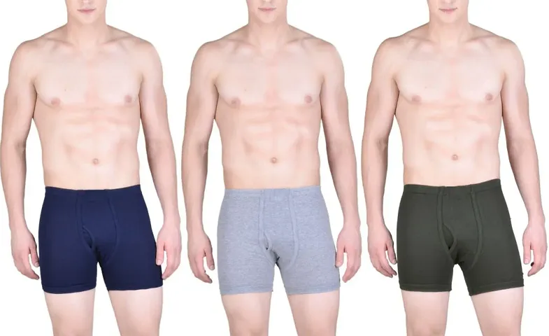 Men's Solid Cotton Trunks Pack Of 3