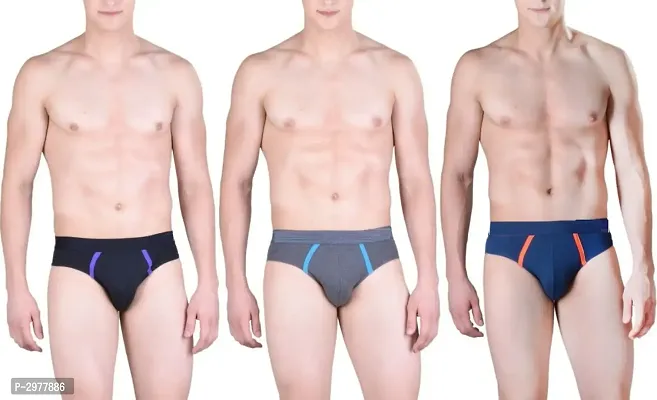 Multicoloured Cotton Briefs For Men-thumb0