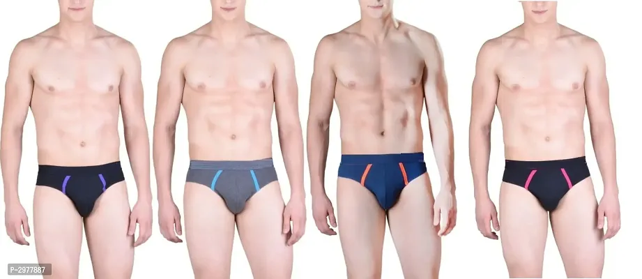 Multicoloured Cotton Solid Brief For Men's - Pack Of 4