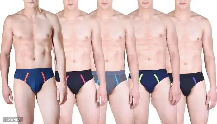 Multicoloured Cotton Solid Brief For Men's - Pack Of 5-thumb0