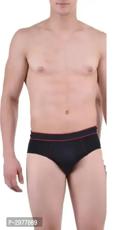 Black Cotton Solid Brief For Men's-thumb0