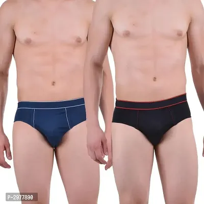 Multicoloured Cotton Solid Brief For Men's - Pack Of 2-thumb0