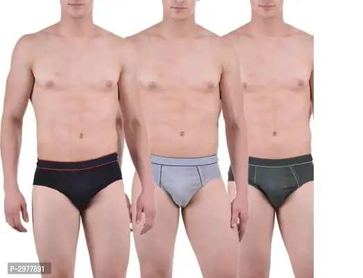 Multicoloured Cotton Solid Brief For Men's - Pack Of 3