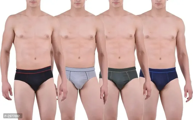 Multicoloured Cotton Solid Brief For Men's - Pack Of 4-thumb0