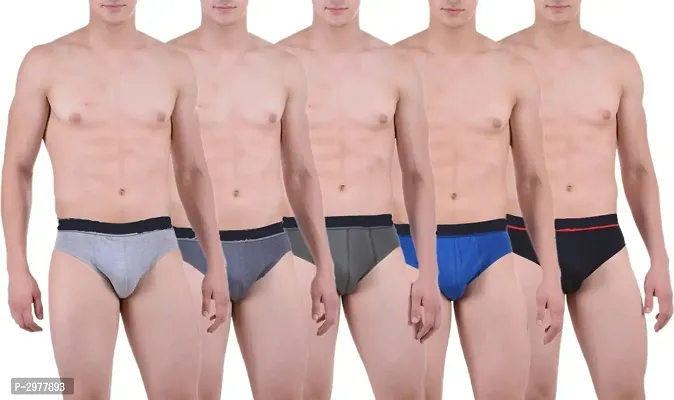 Multicoloured Cotton Solid Brief For Men's - Pack Of 5-thumb0