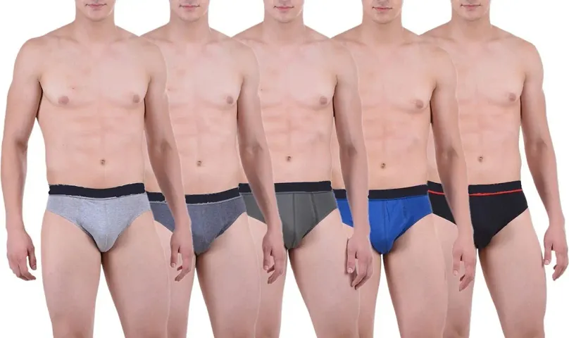 Pack Of 5 Men's Solid Cotton Briefs