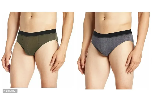 Multicoloured Cotton Solid Brief For Men's - Pack Of 2-thumb0