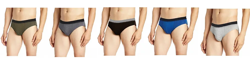 Pack Of 5 Men's Solid Cotton Briefs