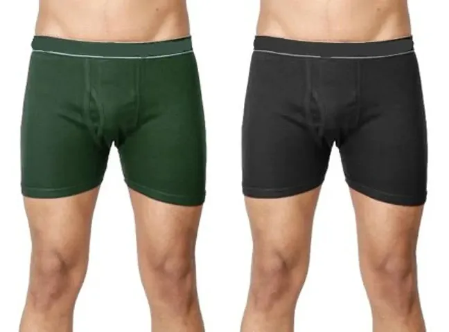 Men's Solid Cotton Trunks Pack Of 2