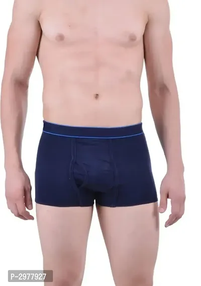 Navy Blue Cotton Solid Trunk For Men's