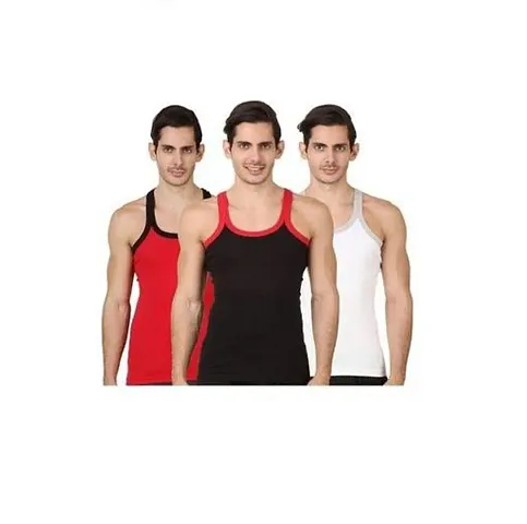 Pack Of 3 Multicolored Cotton Vests