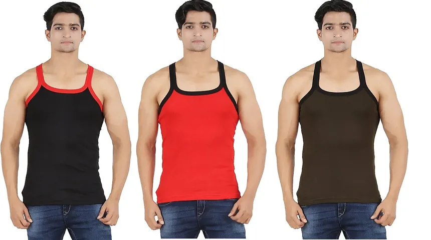 Pack Of 3 Multicolored Cotton Vests