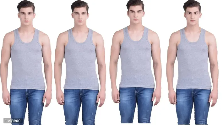 Men's Multicoloured Cotton Solid Basic Vest - Pack Of 4-thumb0