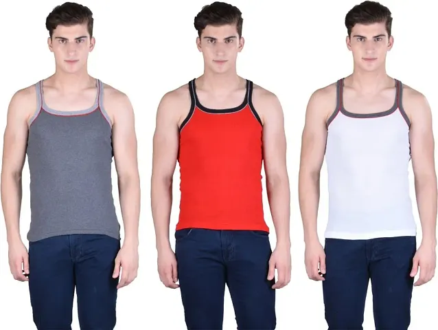 Pack Of 3 Multicolored Cotton Vests
