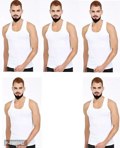 Men's Multicoloured Cotton Solid Basic Vest - Pack Of 5
