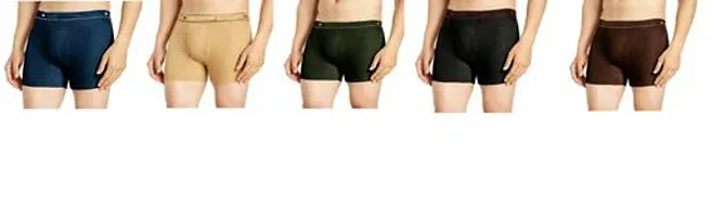 Fancy Multicoloured Solid Cotton Men's Trunks - Pack Of 5