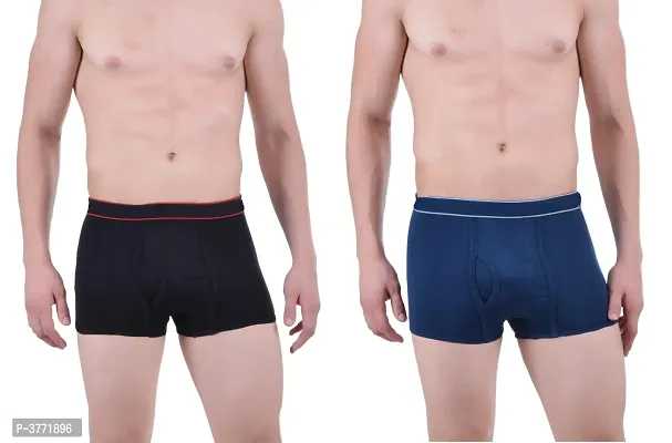 Fancy Multicoloured Solid Cotton Men's Trunks(Pack Of 2)-thumb0