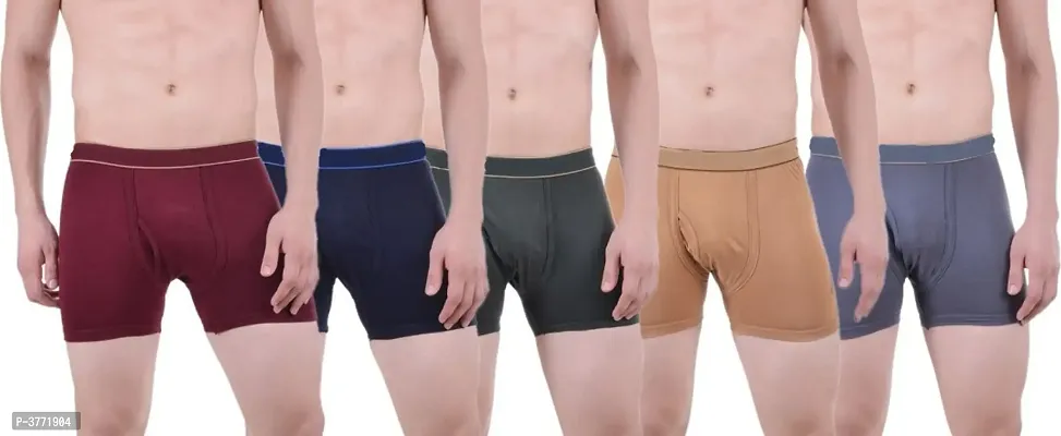Fancy Multicoloured Solid Cotton Men's Trunks(Pack Of 5)-thumb0